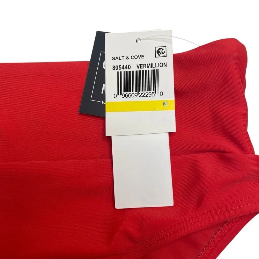 Salt + Cove High-Waist Swim Bottoms Vermillion Red Medium New